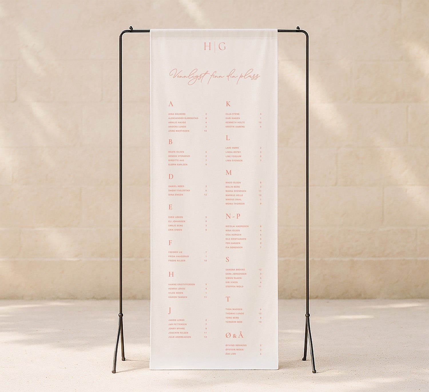 Stoffskilt | Ava Bordplassering