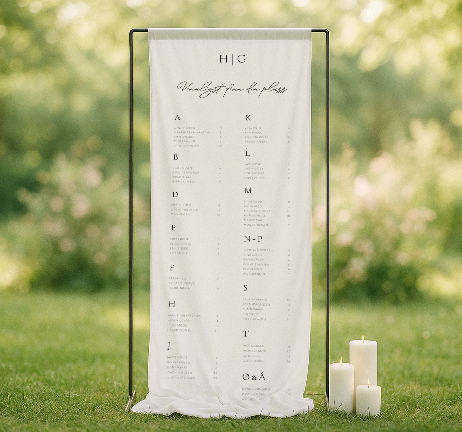 Stoffskilt | Ava Bordplassering