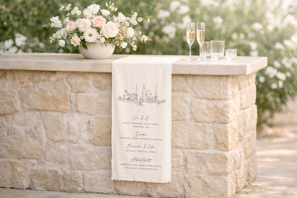 Stoffskilt | Barmeny Wine & Dine