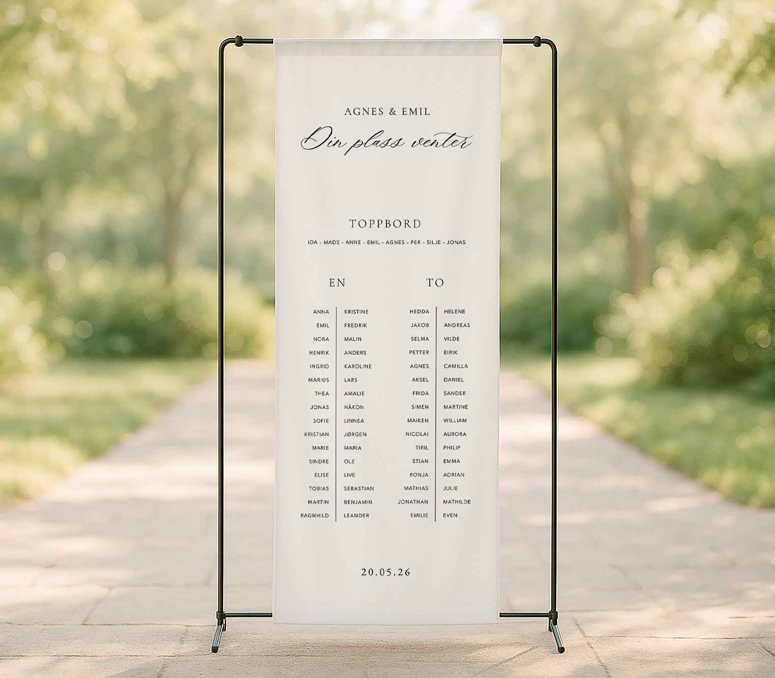 Stoffskilt | Halo Bordplassering