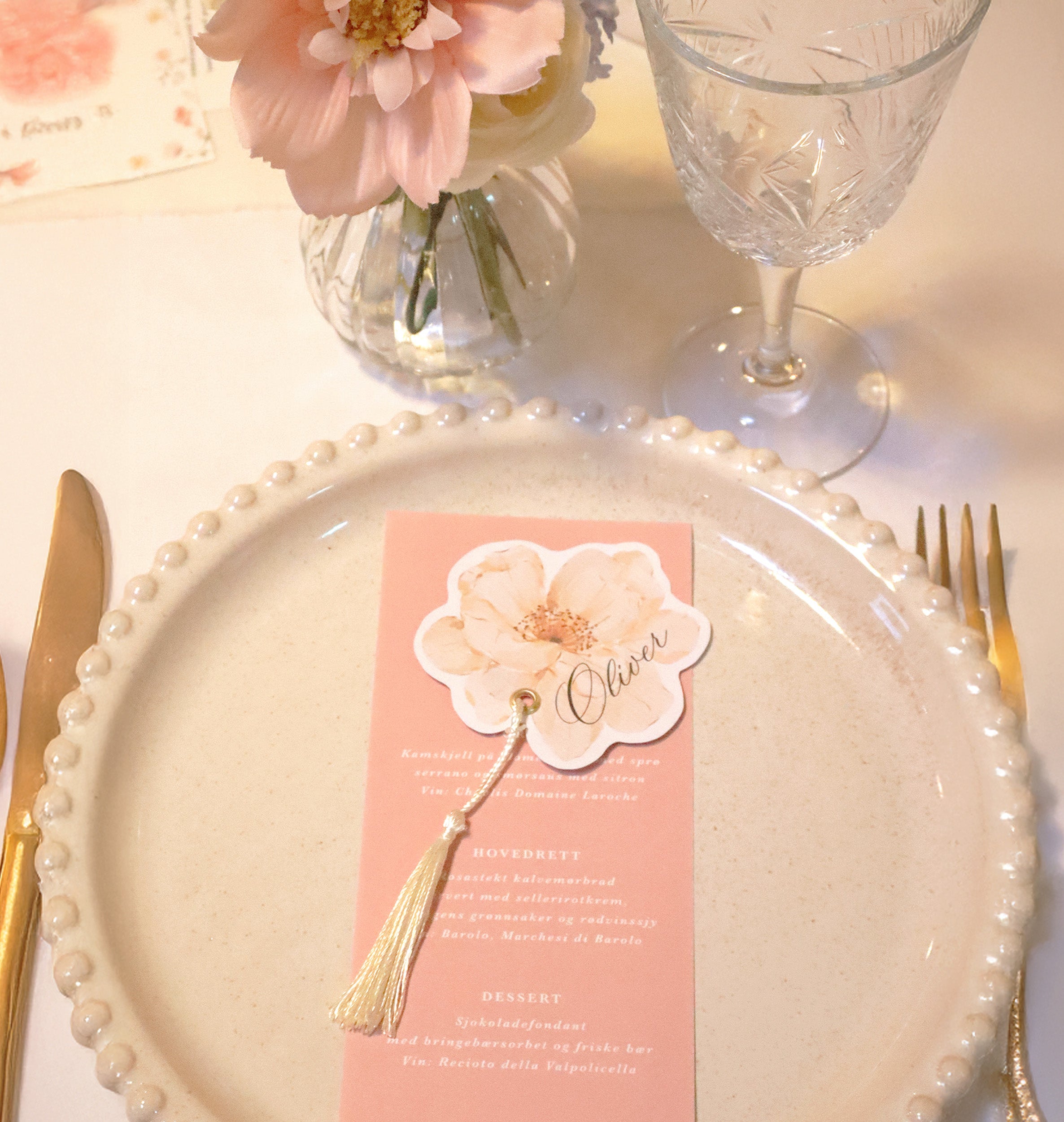 Papillon bordkort | Med dusk